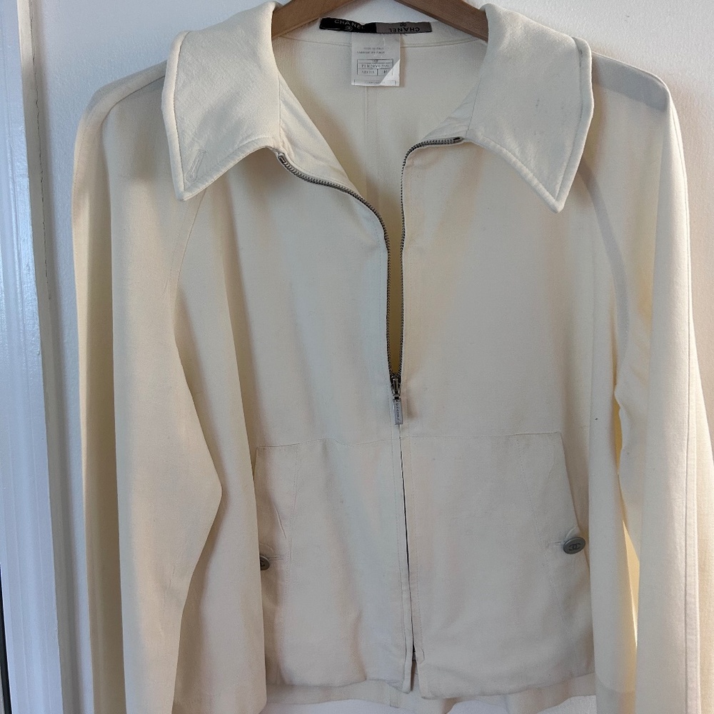 Chanel Vintage 99P 40 Zip Cream Short Jacket - Rare
